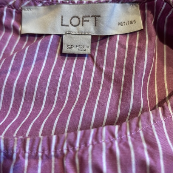 Loft Lavender & White Sleeveless Midi Dress Cotton Size Small Petite - Picture 6 of 7